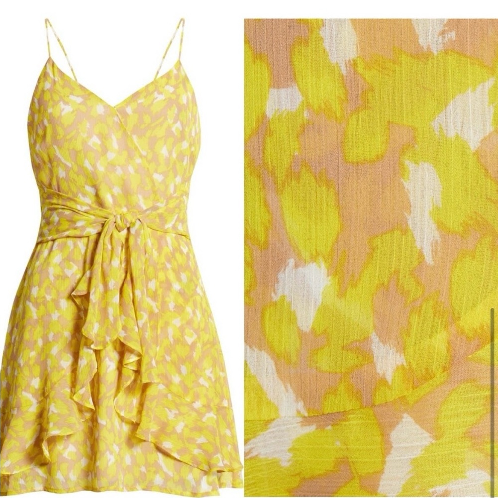 All in Favor Yellow Ruffled Wrap Sundress